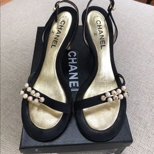 Chanel Pearl Kitten Sandal Heels
